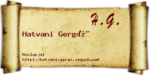 Hatvani Gergő névjegykártya