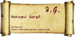 Hatvani Gergő névjegykártya